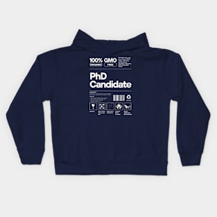 PhD Candidate product label (Dark) Kids Hoodie